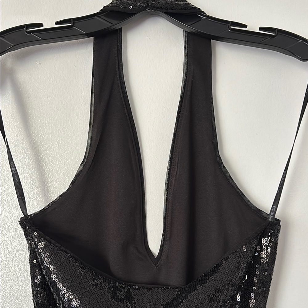 BCBG Black Sequin Deep V Bodysuit - Picture 3 of 3